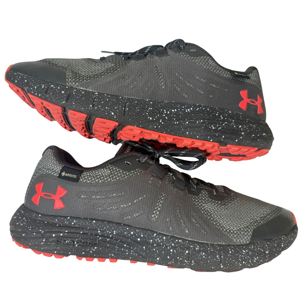 Under Armour Womens Charged Bandit Trail Gore-Tex Gray Red Shoes 3022786-101 10